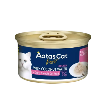 Aatas Cat Finest Fruity Feast Chicken with Coconut Water in Gravy 70g Carton (24 Cans)